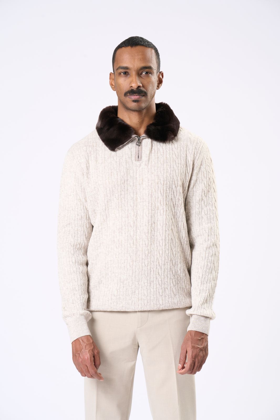 Classic Knit Sweater in Beige