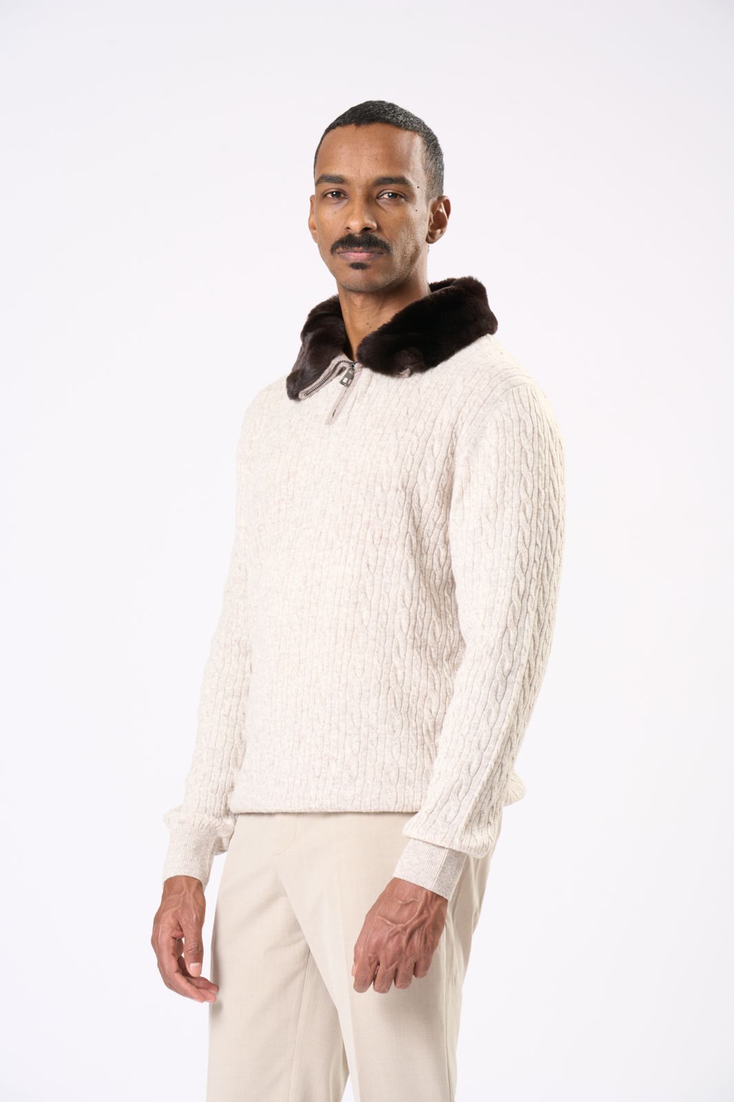 Classic Knit Sweater in Beige