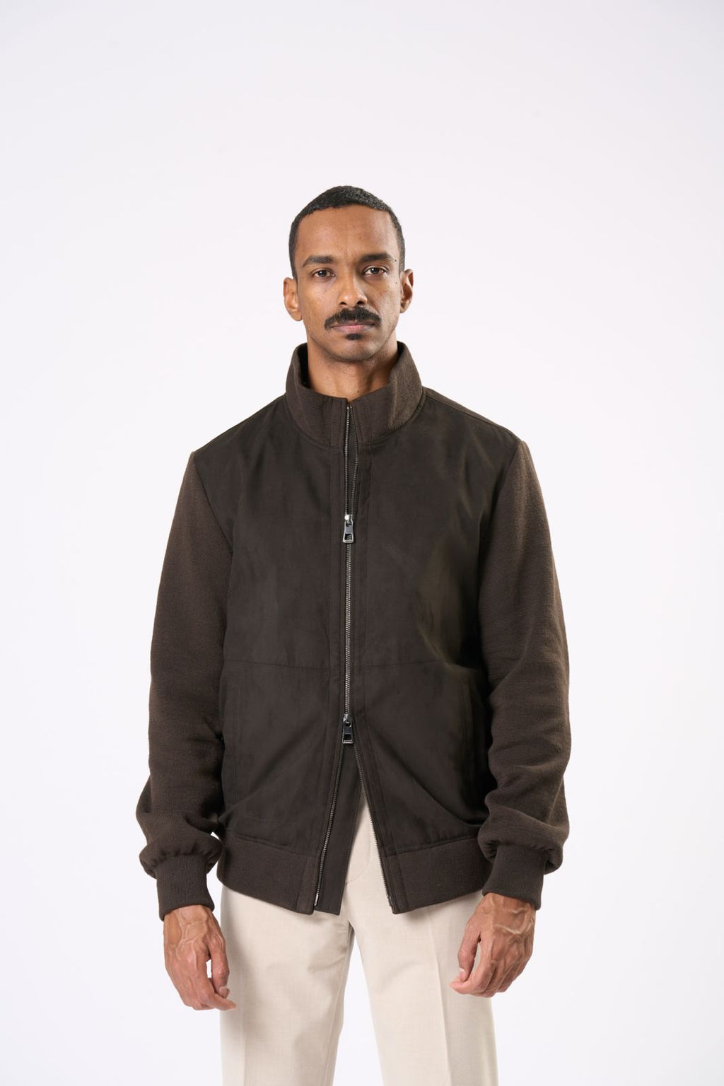 Suede Bomber Jacket in Brown