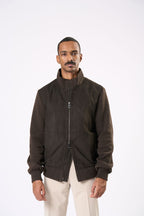 Suede Bomber Jacket in Brown