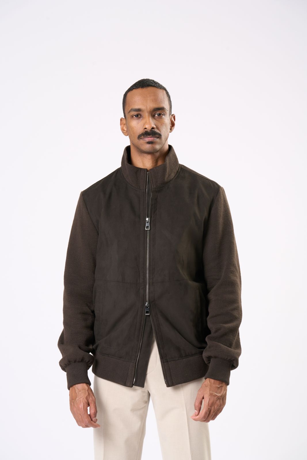 Suede Bomber Jacket in Brown