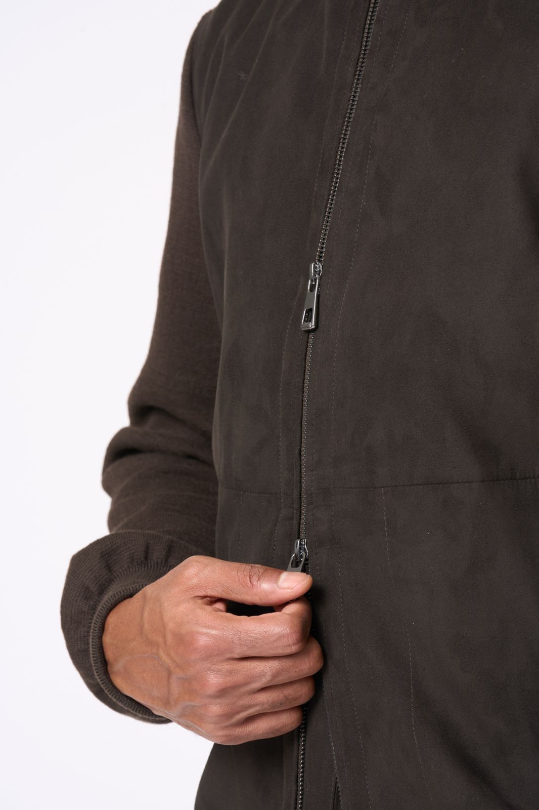 Suede Bomber Jacket in Brown