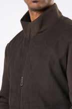 Suede Bomber Jacket in Brown