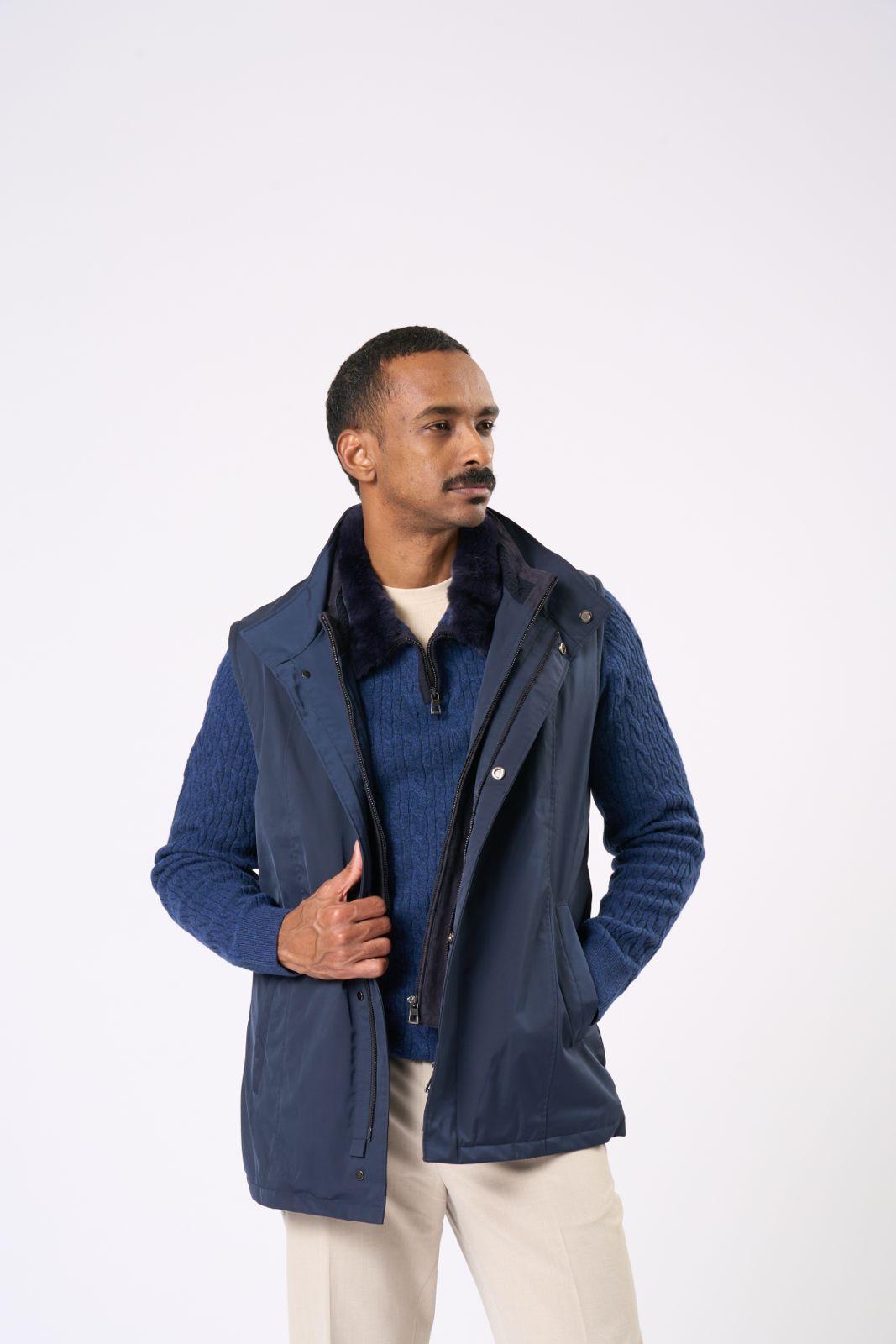 Double Vest in Navy – Navy & Baby Blue Strap