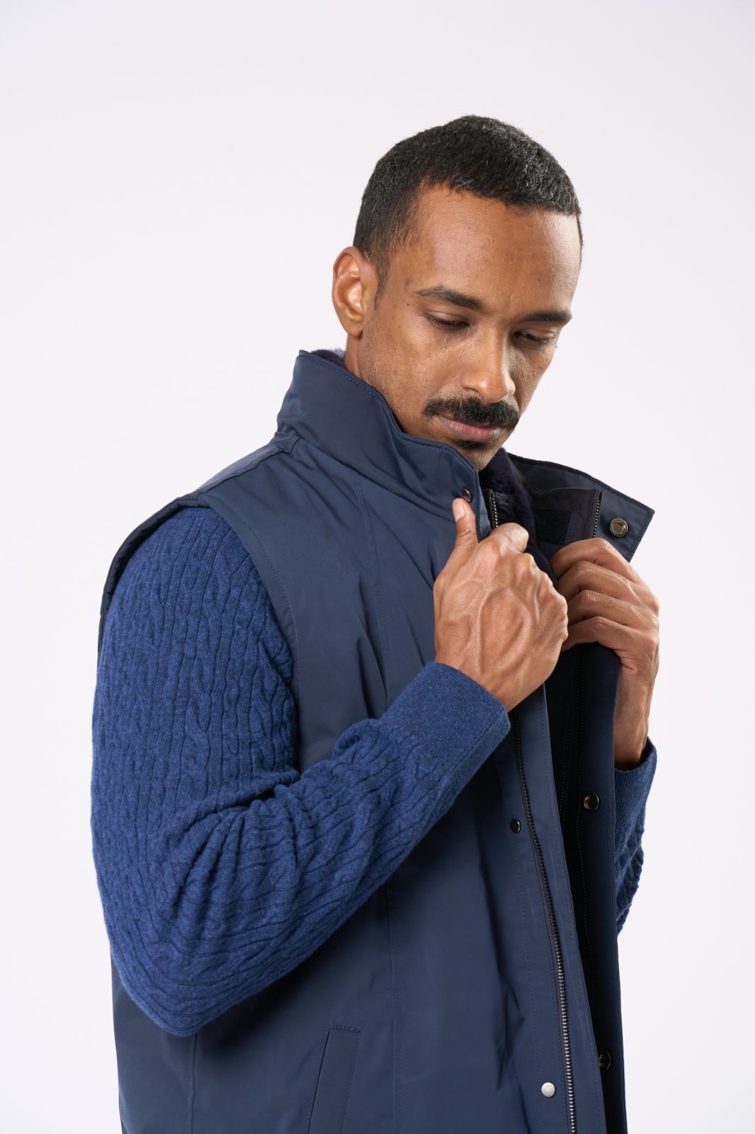 Double Vest in Navy – Navy & Baby Blue Strap