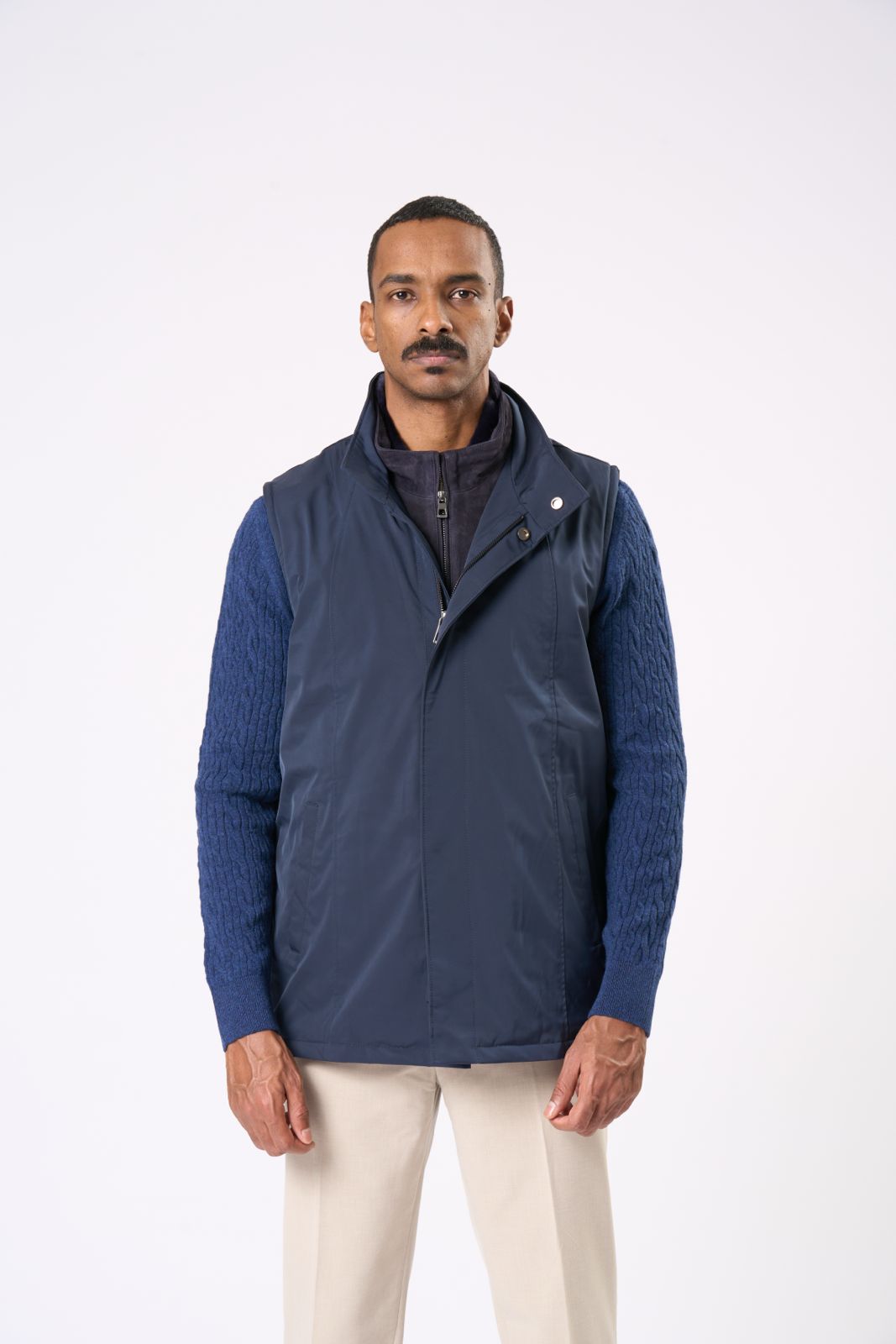 Double Vest in Navy – Navy & Baby Blue Strap