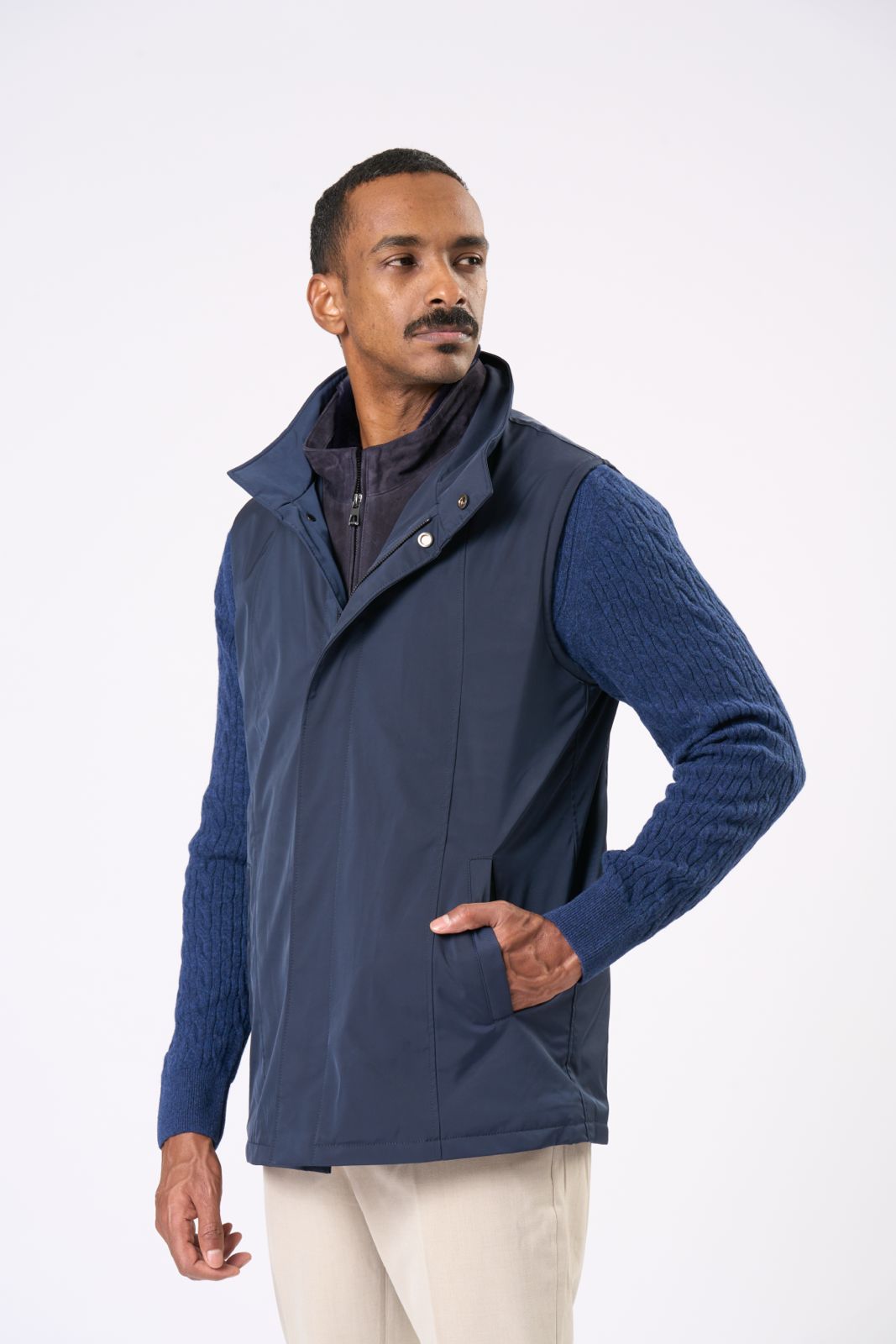 Double Vest in Navy – Navy & Baby Blue Strap