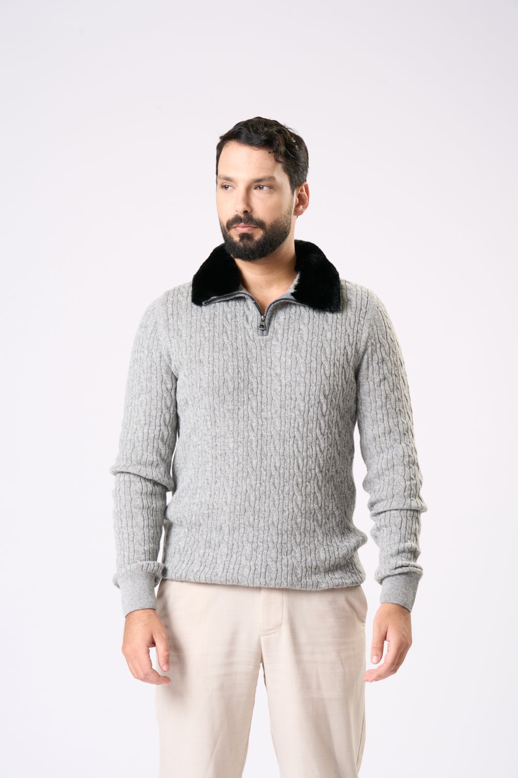 Classic Knit Sweater in Grey