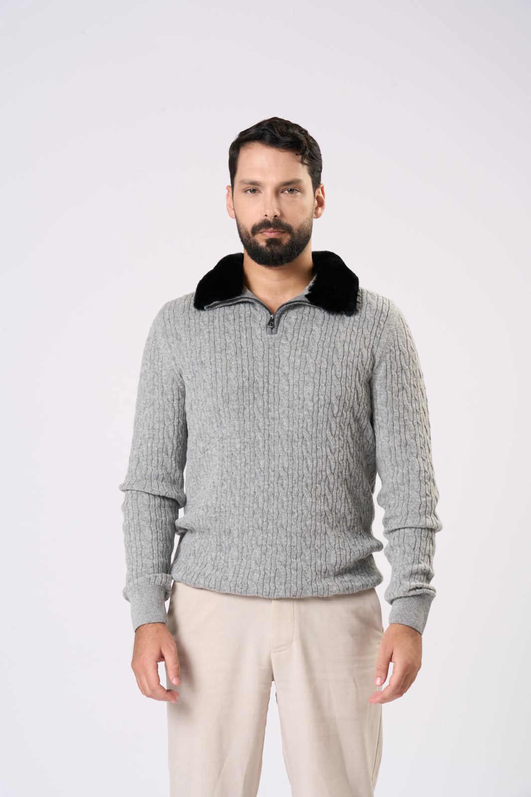 Classic Knit Sweater in Grey