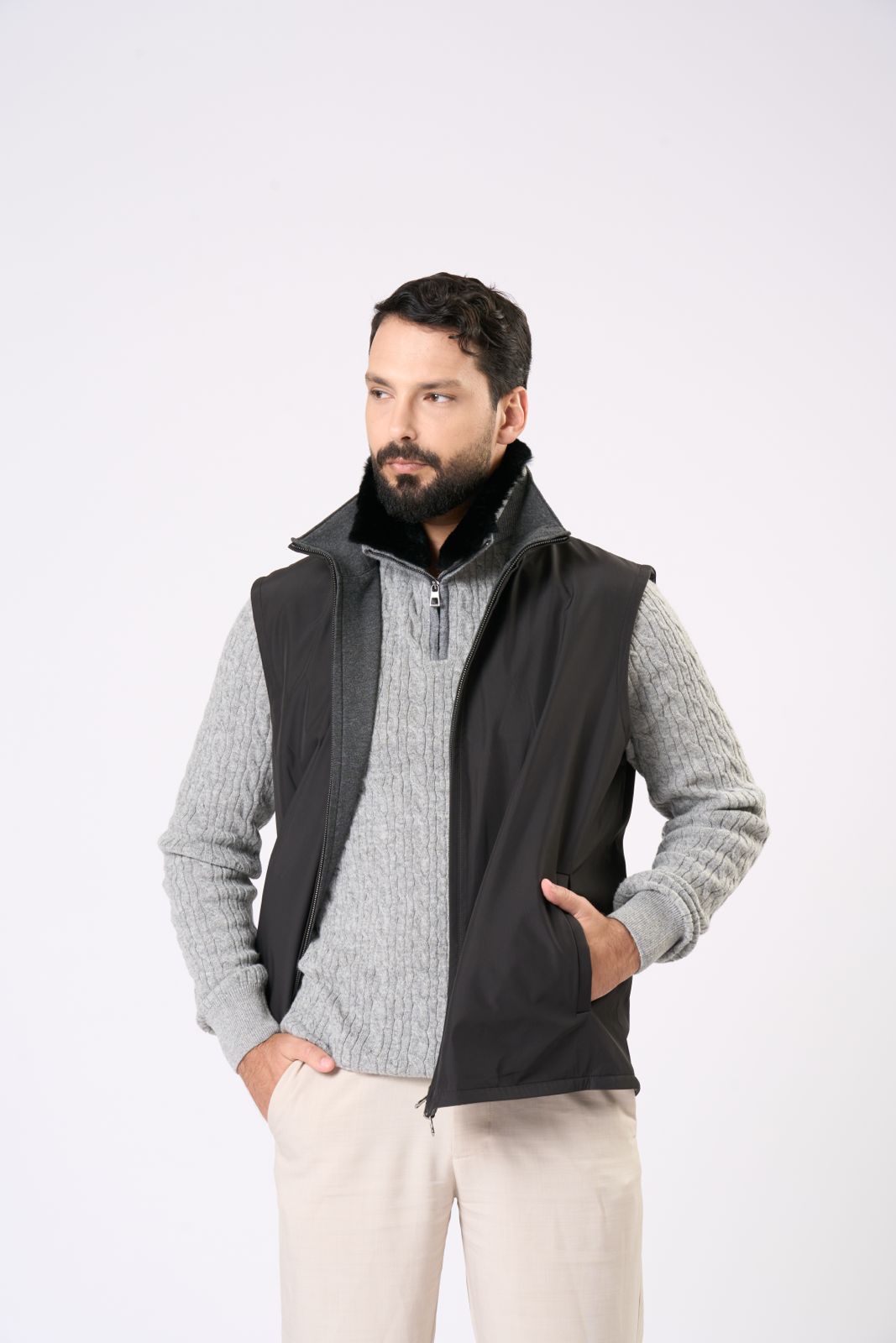 Waterproof reversible vest - In Grey & Black