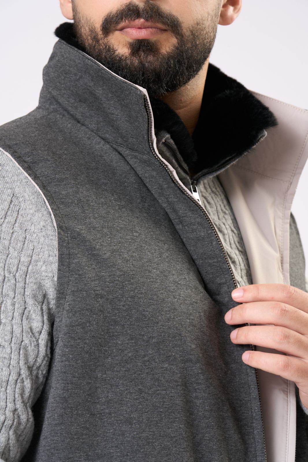 Waterproof reversible vest - In Grey & Cream