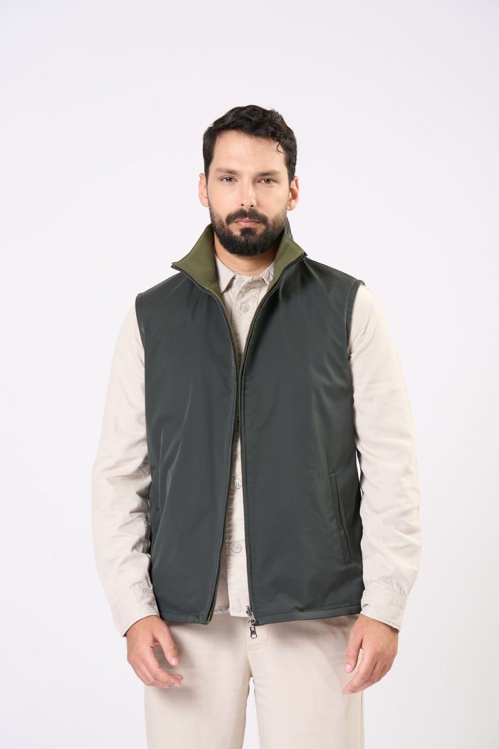 Waterproof reversible vest - In Green & Olive