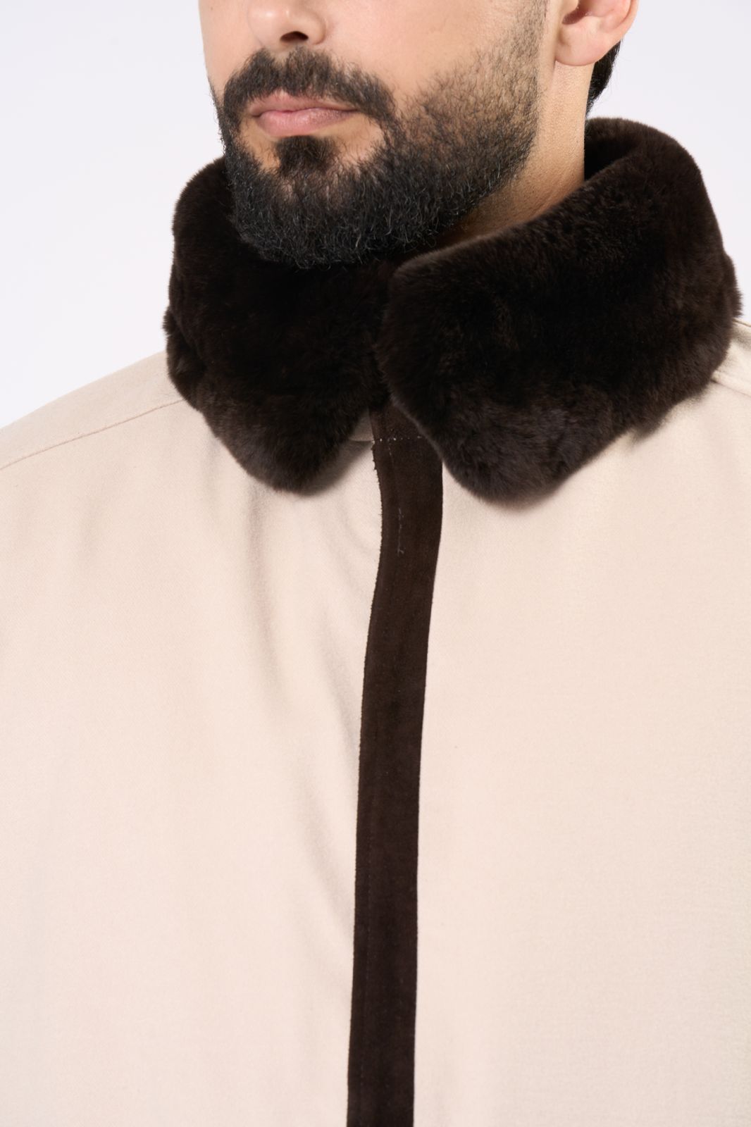Reversable Jacket in Beige - Dark Fur