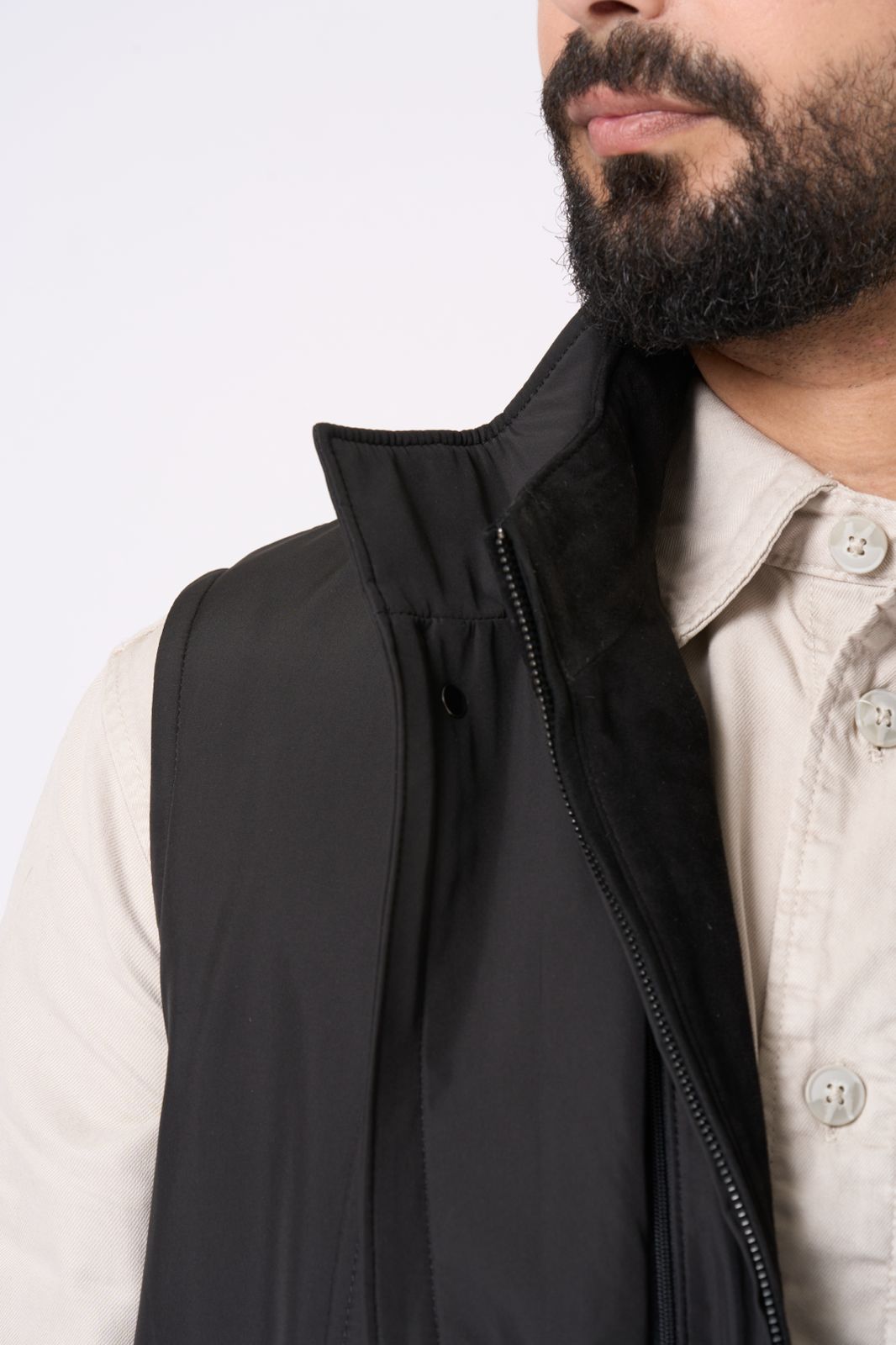 Double Vest in Black – Black & Brown Strap