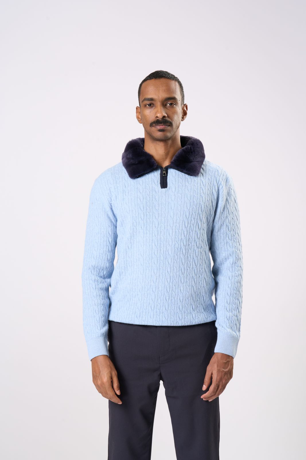 Classic Knit Sweater in Baby Blue