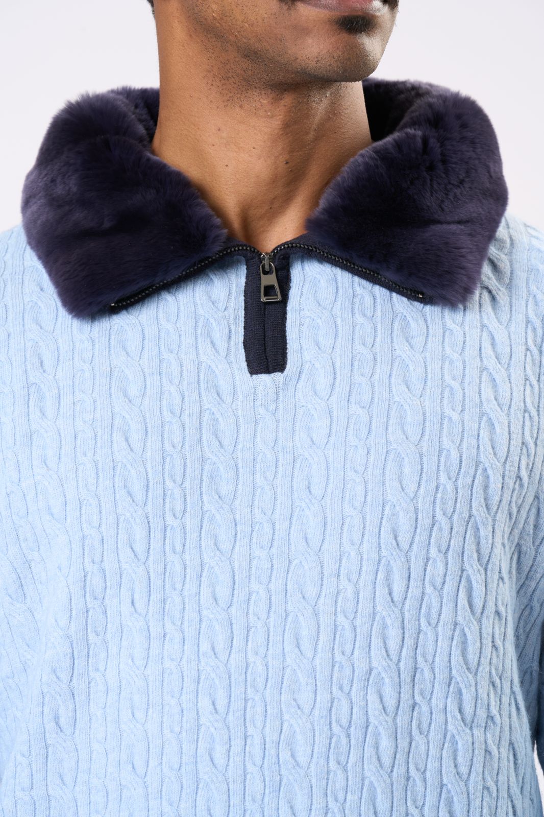 Classic Knit Sweater in Baby Blue