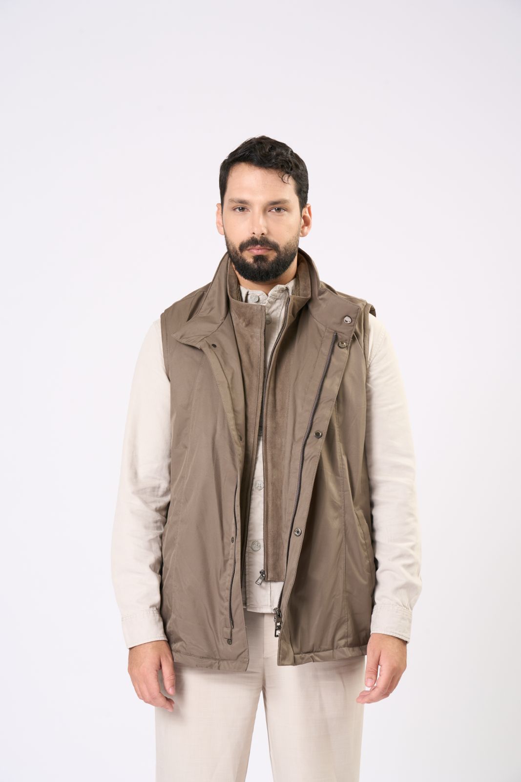 Double Vest in Olive – Olive & Beige Strap