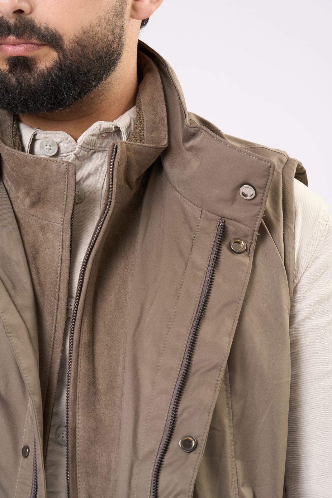 Double Vest in Olive – Olive & Beige Strap