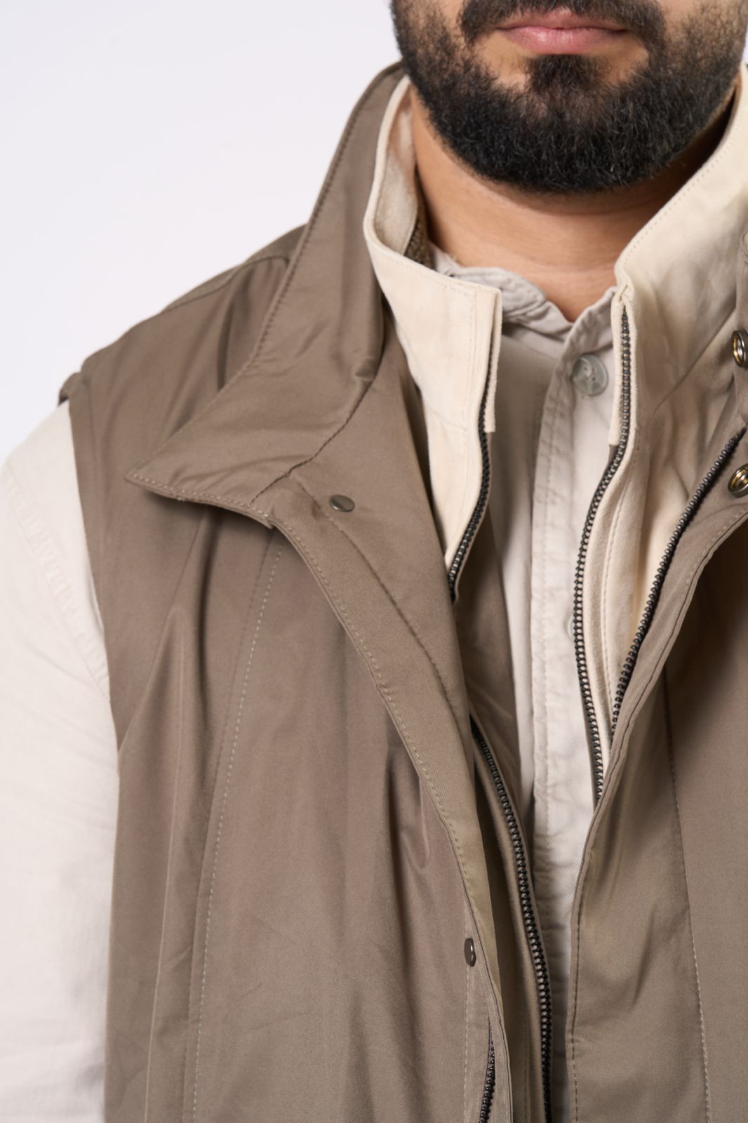 Double Vest in Olive – Olive & Beige Strap