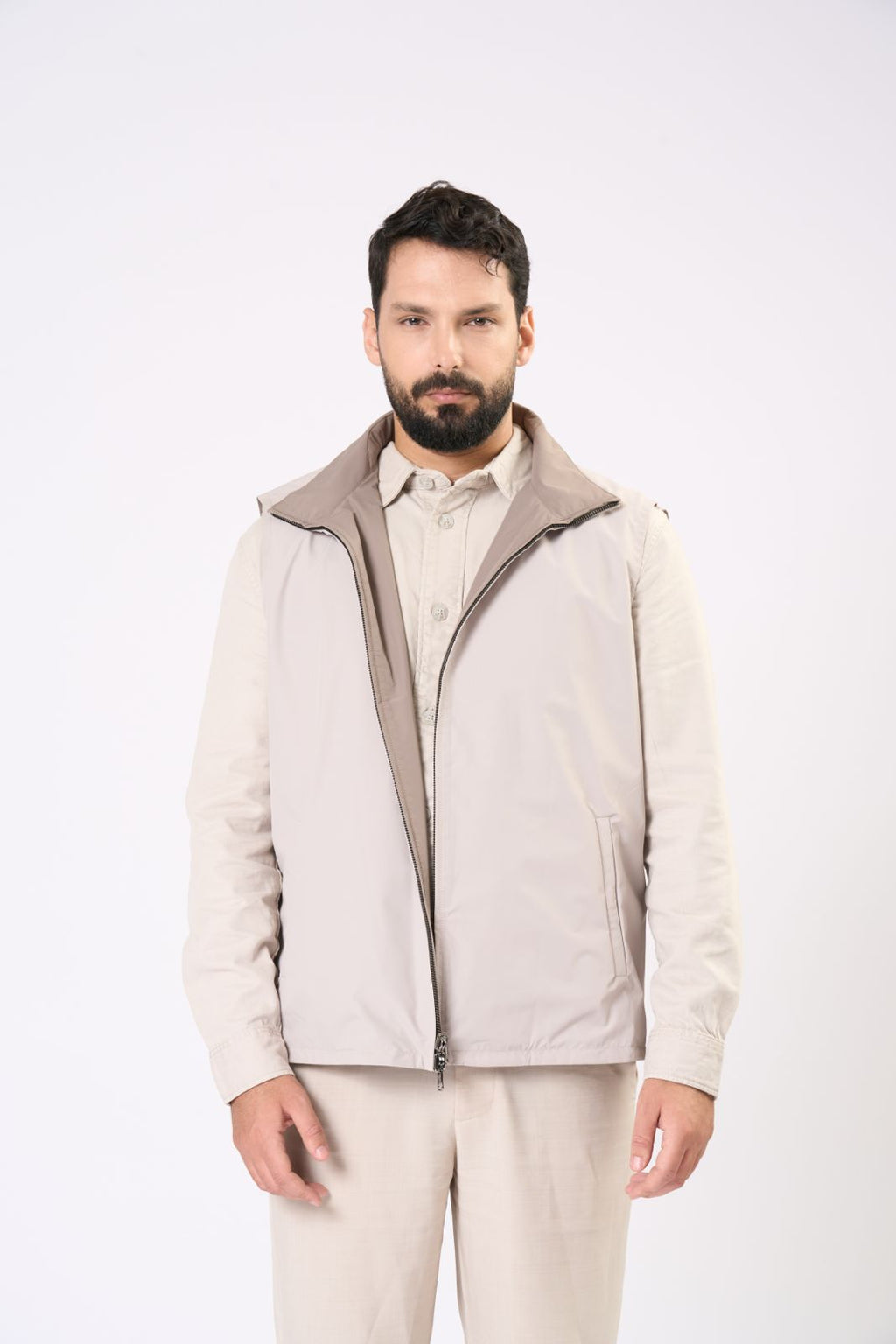 Waterproof reversible vest - In Olive & Cream