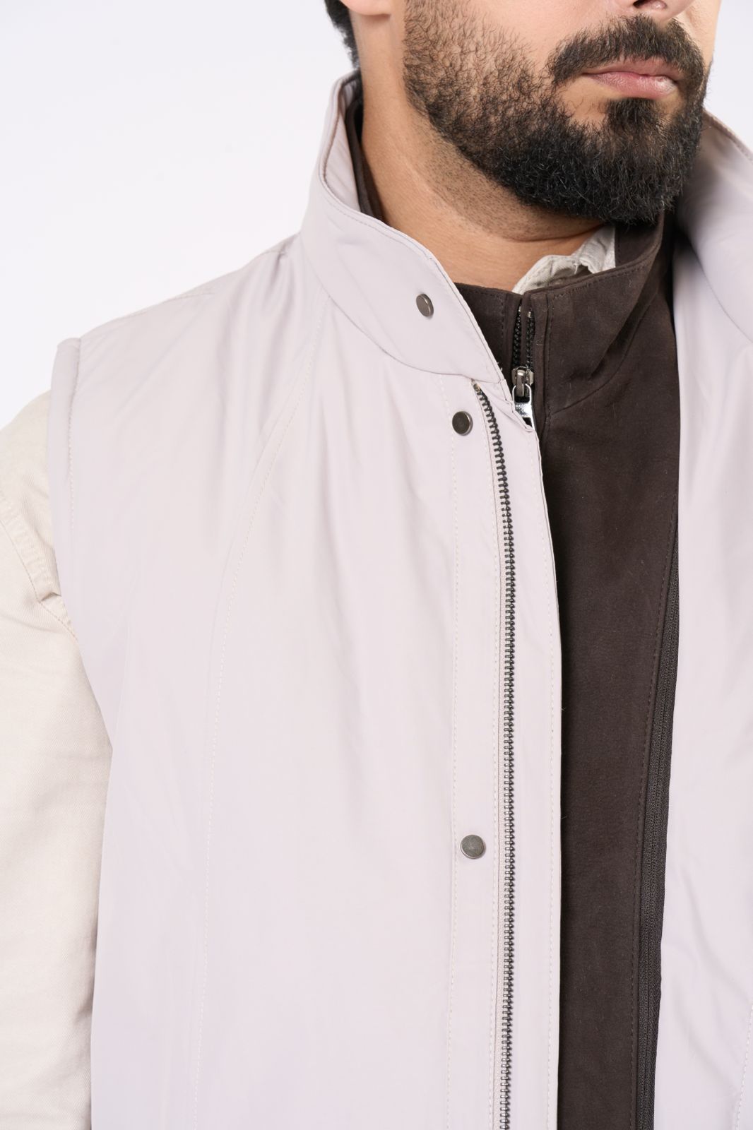 Double Vest in Beige – Orange & Brown Strap