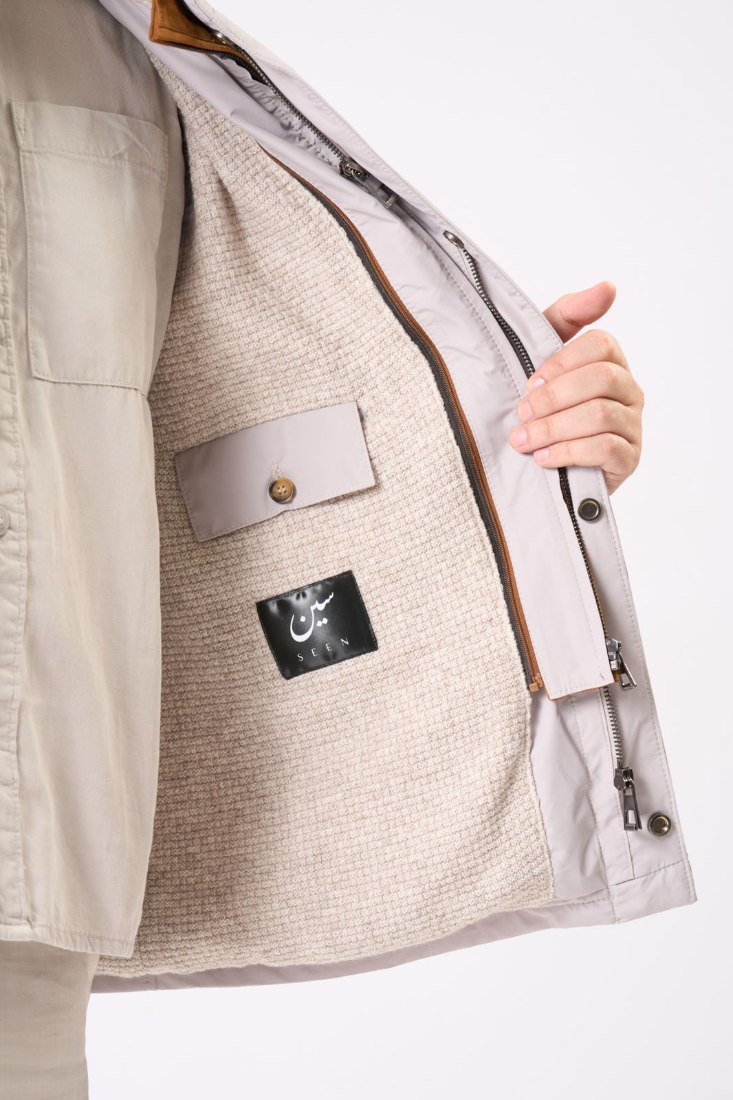 Double Vest in Beige – Orange & Brown Strap